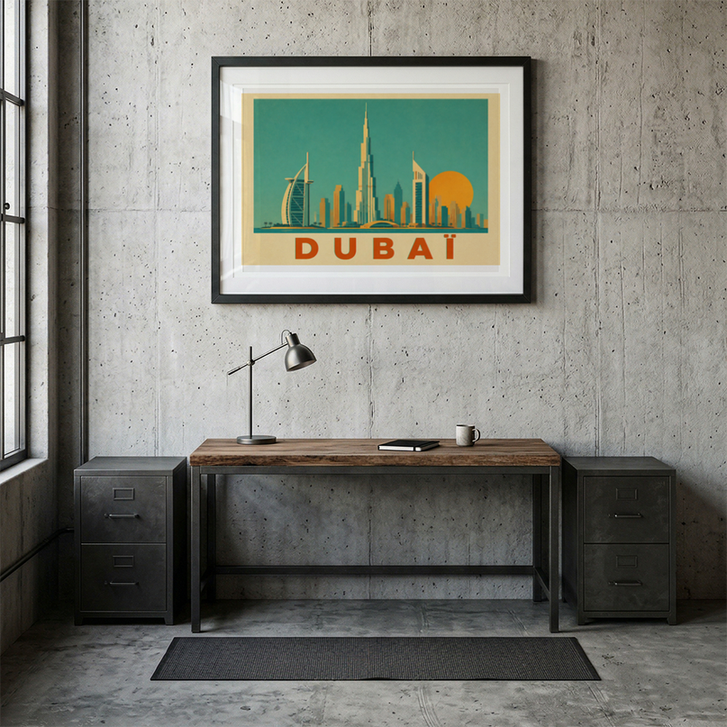 affiche dubaï décoration salon vintage