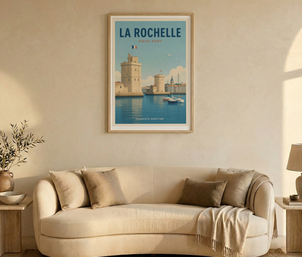 affiche la rochelle bord de mer illustration