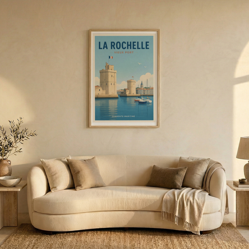 affiche la rochelle bord de mer illustration