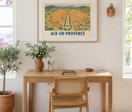affiche aix en provence carte illustrée