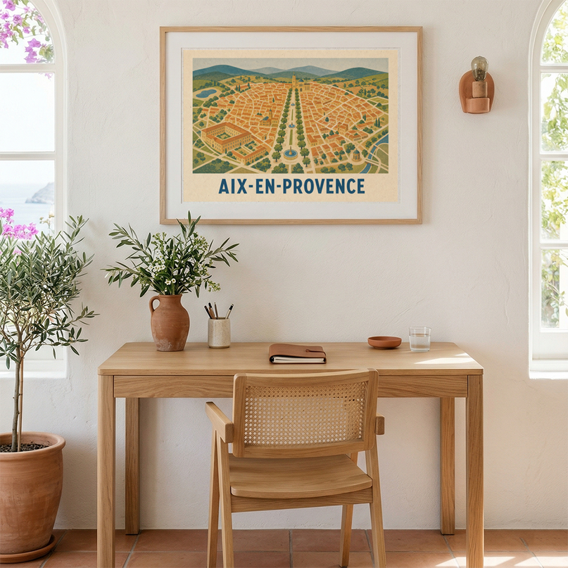 affiche aix en provence carte illustrée