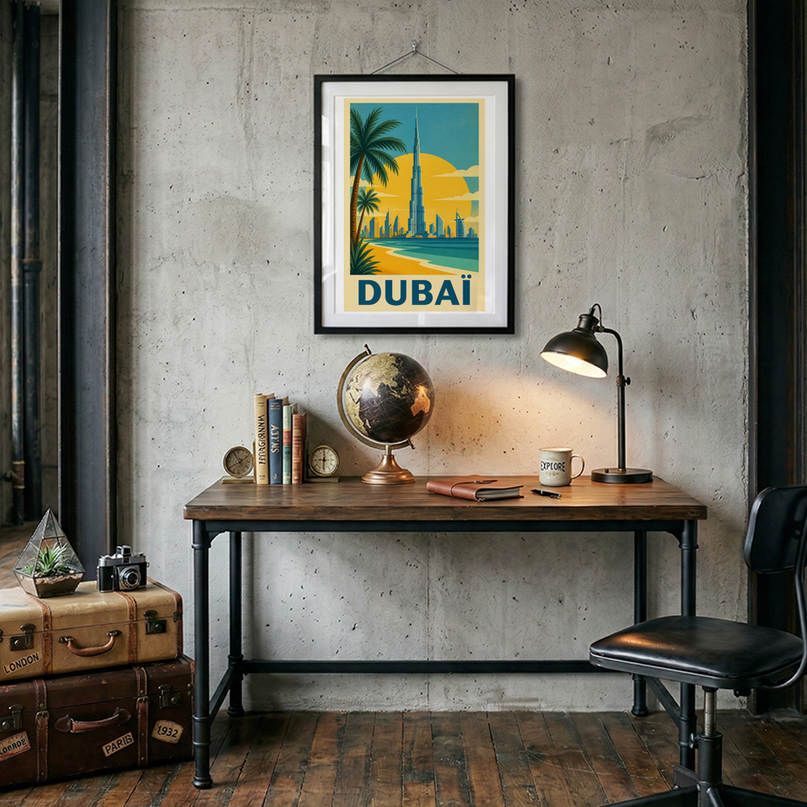affiche dubaï style graphique géométrique