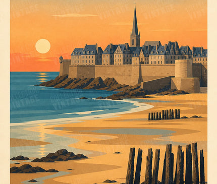affiche saint malo vintage collection villes côtières