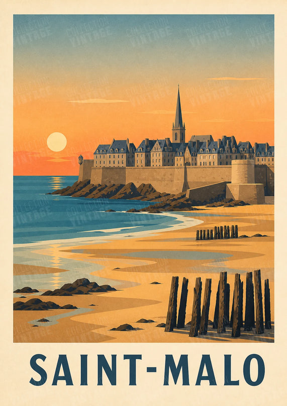 affiche saint malo vintage collection villes côtières