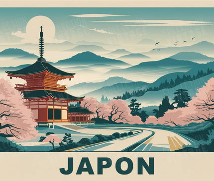 poster japon paysage vintage