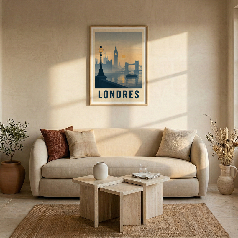 affiche londres paysage urbain brumeux