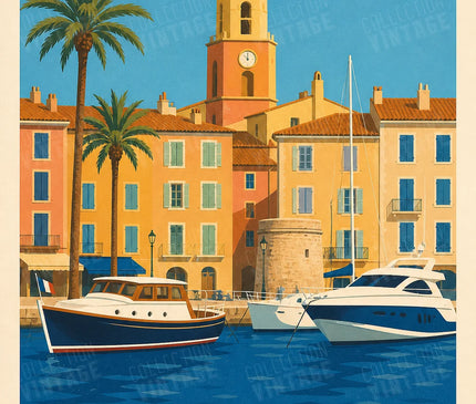 affiche saint tropez vintage poster mural