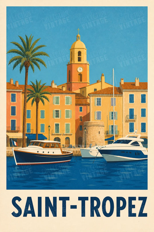 affiche saint tropez vintage poster mural