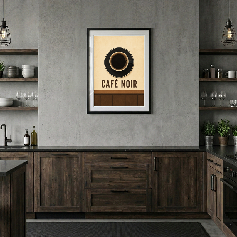 affiche café noir design minimaliste rétro
