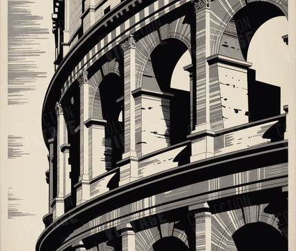 affiche colisée art minimal noir blanc