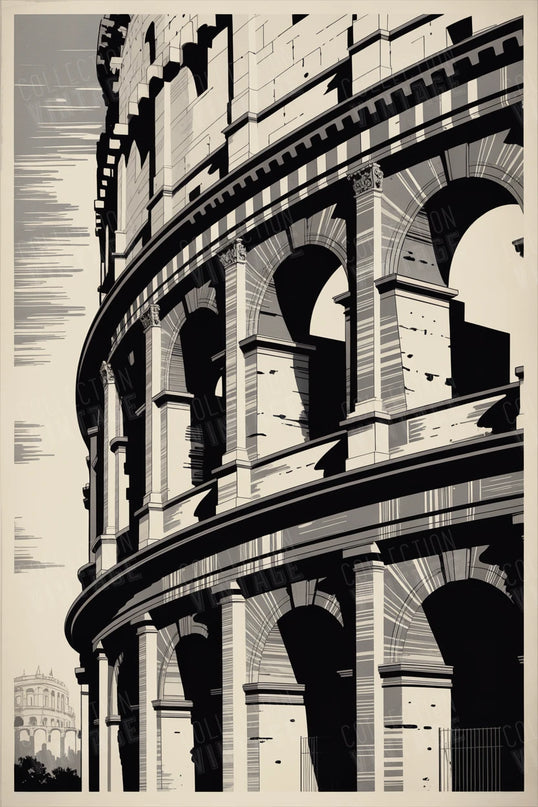 affiche colisée art minimal noir blanc
