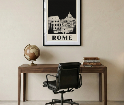 affiche rome noir et blanc paysage urbain