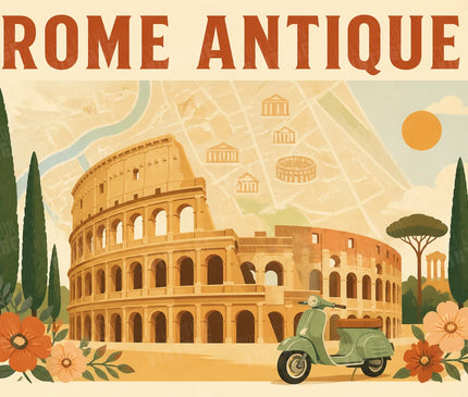 affiche colisée ancienne carte de rome