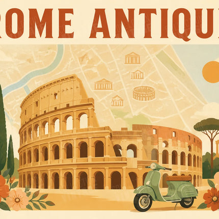 affiche colisée ancienne carte de rome