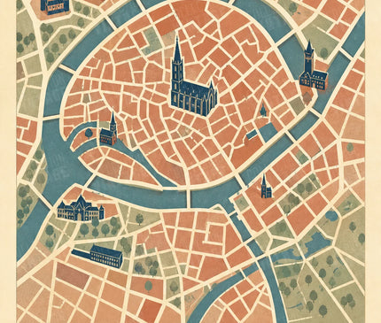affiche carte strasbourg minimaliste