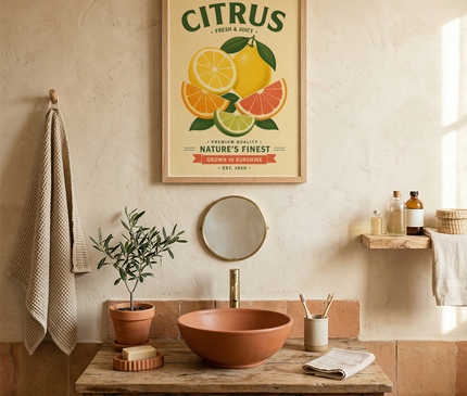 affiche fruits citron agrumes style ancien
