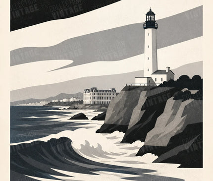 poster biarritz vintage noir et blanc