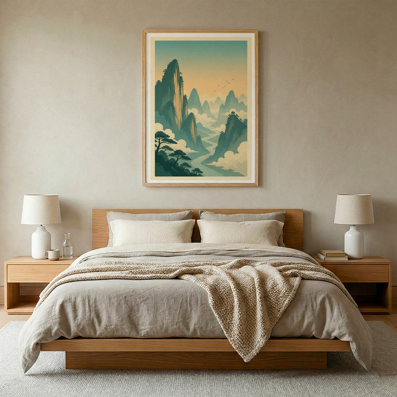 affiches chine monts et nuages
