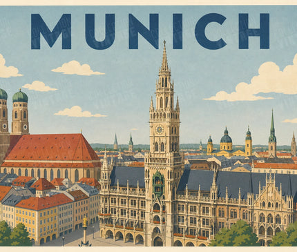 affiche munich deco vintage couleur douce
