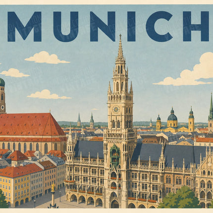 affiche munich deco vintage couleur douce