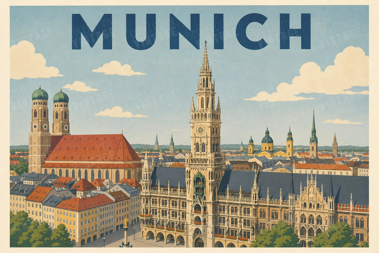 affiche munich deco vintage couleur douce