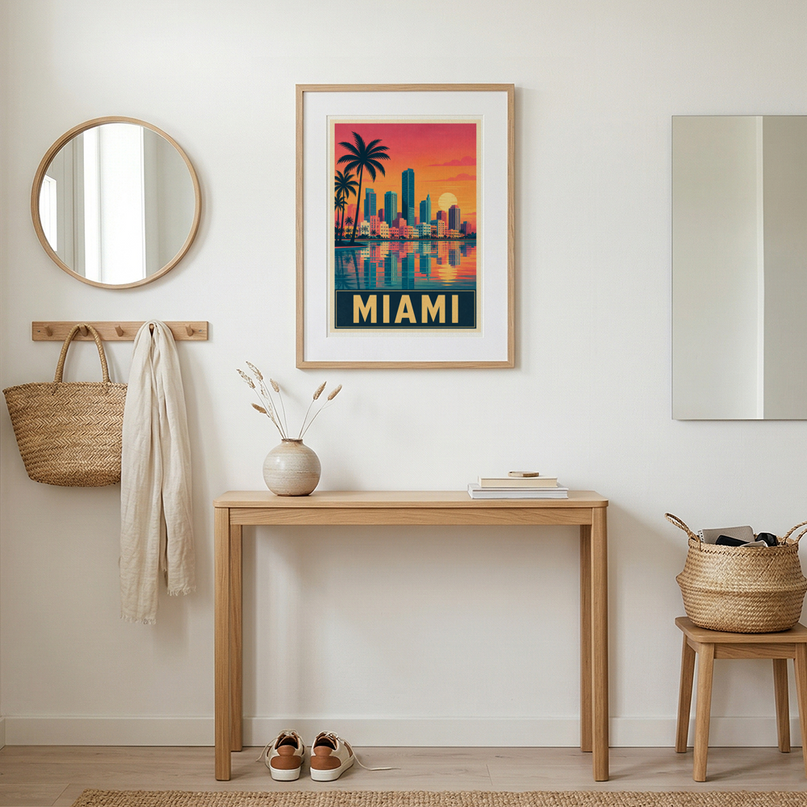 affiche miami reflet sur la mer