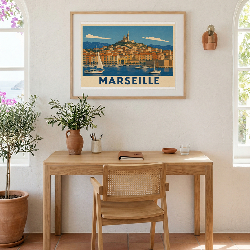 affiche marseille vintage panoramique