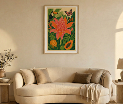 affiche amazonie fleurs tropicales vintage