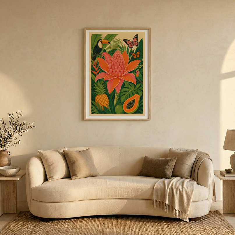 affiche amazonie fleurs tropicales vintage