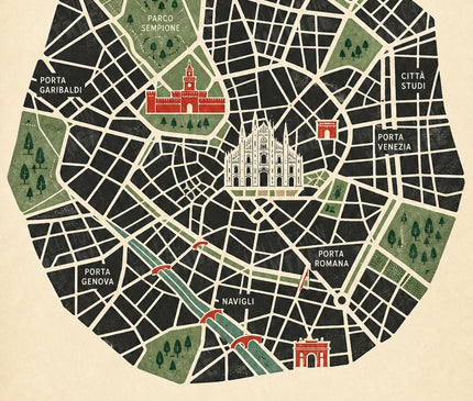affiche carte milan minimaliste
