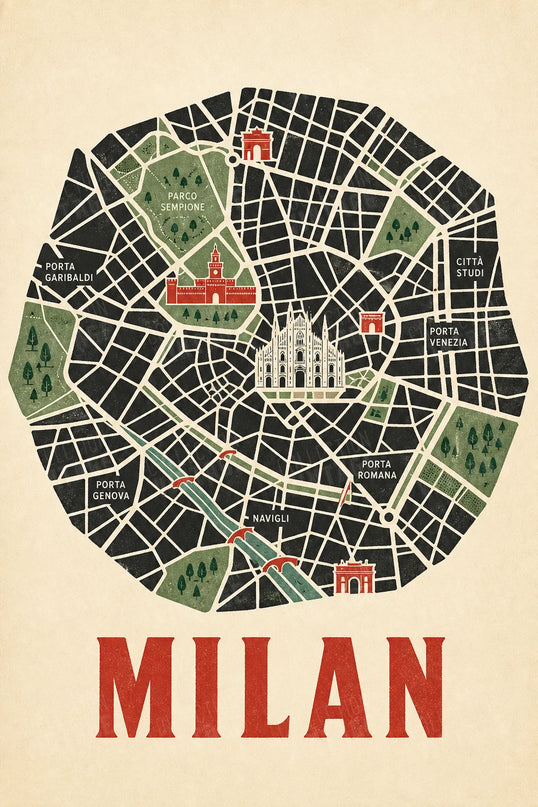 affiche carte milan minimaliste
