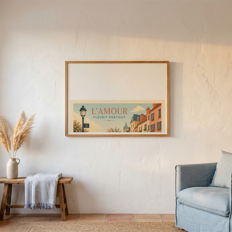 affiche vélo de ville romantique