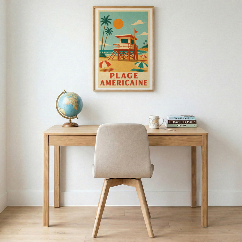 affiche plage amerique vintage