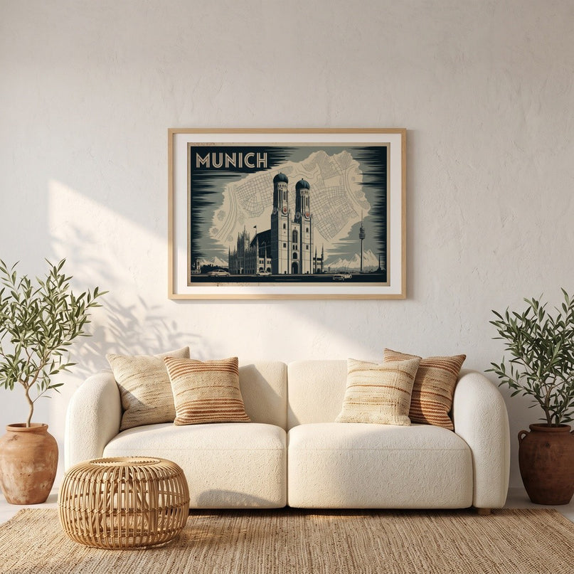 affiche munich noir et blanc vintage