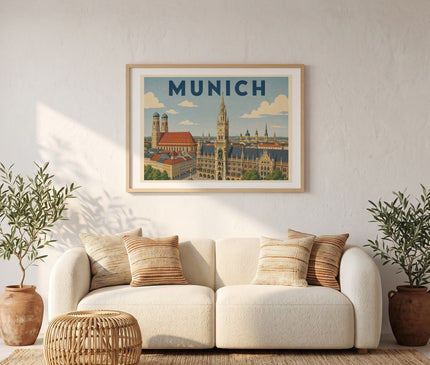 affiche munich deco vintage couleur douce