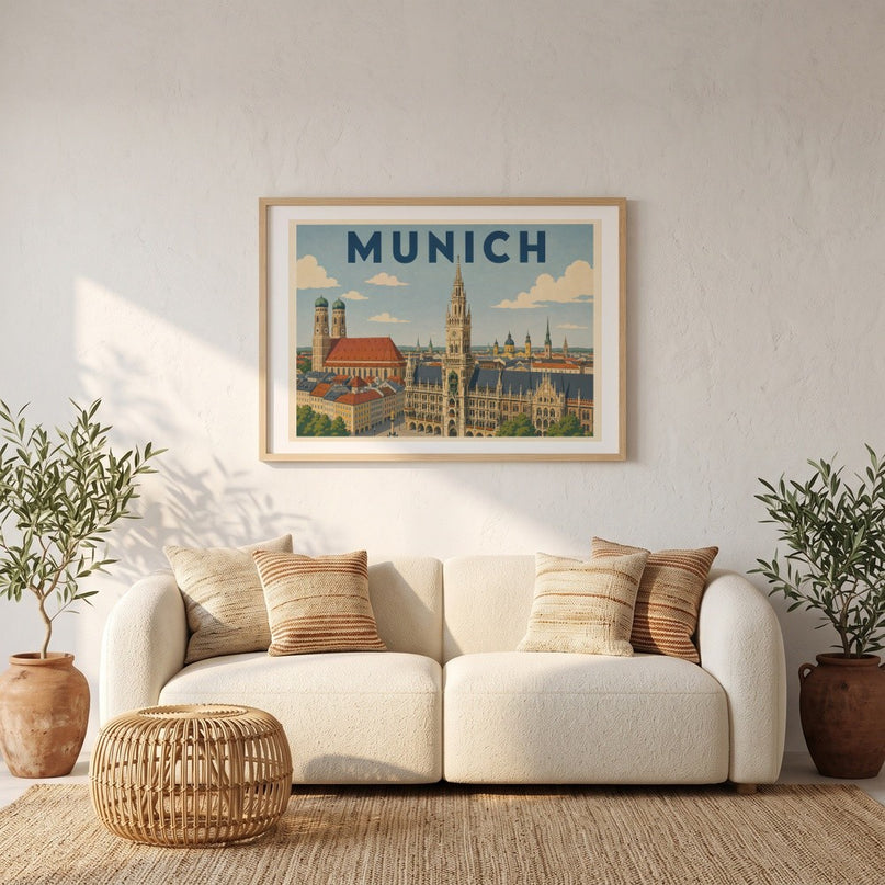 affiche munich deco vintage couleur douce