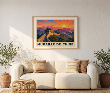 Affiche Muraille de Chine au lever du soleil