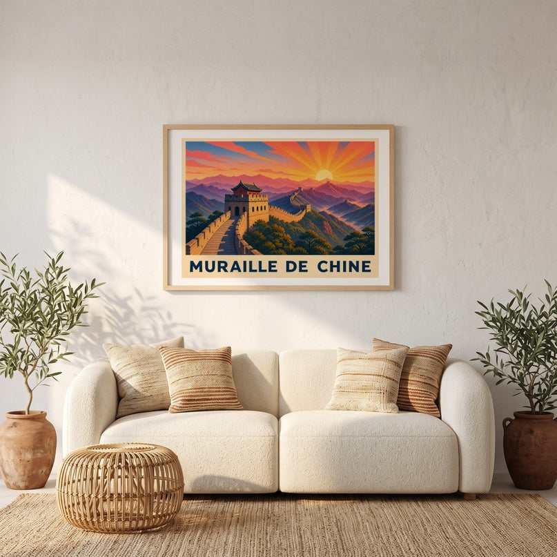 Affiche Muraille de Chine au lever du soleil