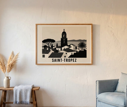 affiche saint tropez noir et blanc