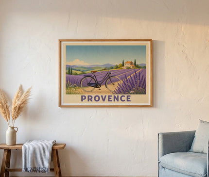 affiche vélo paysage lavande