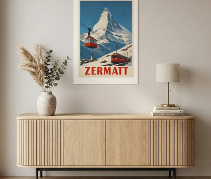Affiche Vintage Ski Zermatt