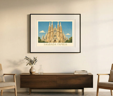 affiche sagrada familia détails architecturaux