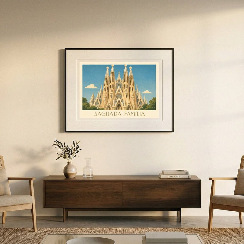 affiche sagrada familia détails architecturaux