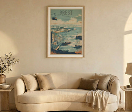 affiche brest vintage panorama ville
