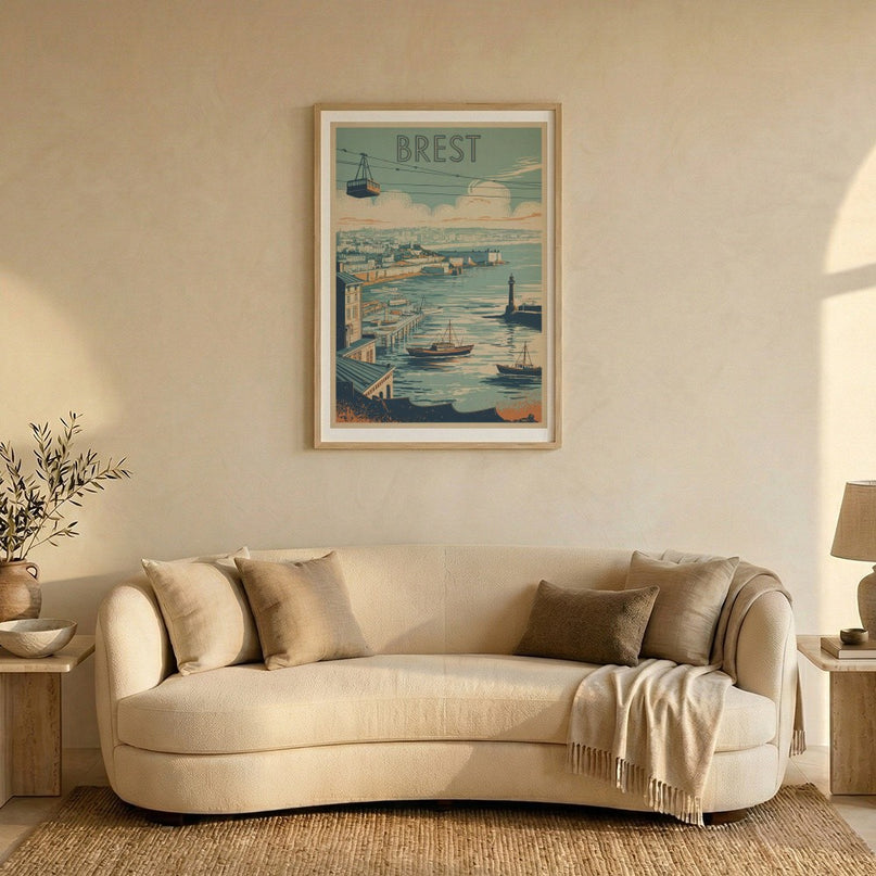 affiche brest vintage panorama ville