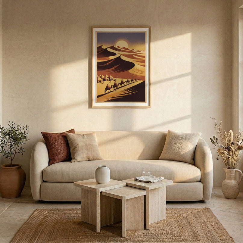 affiche désert du sahara silhouette de dunes