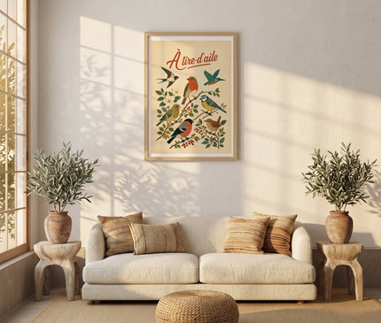 affiche oiseaux du jardin vintage