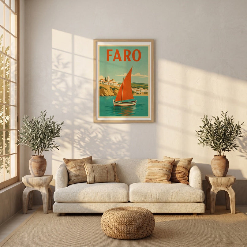 affiche faro portugal vintage