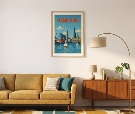 poster port de hambourg vintage