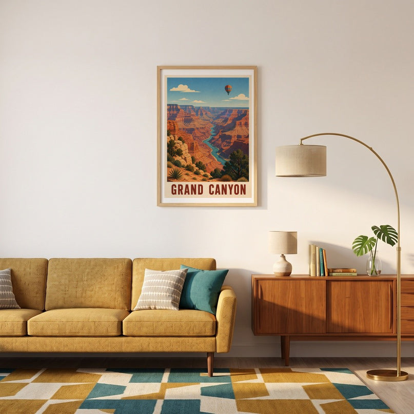 affiche grand canyon noir et blanc vintage